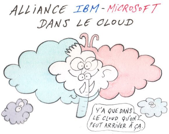 Dessin: Partenariat IBM Microsoft dans les nuages